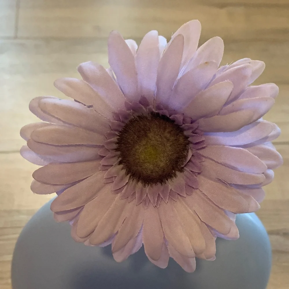 Baby Blue Modern Vase with removable Purple Daisy